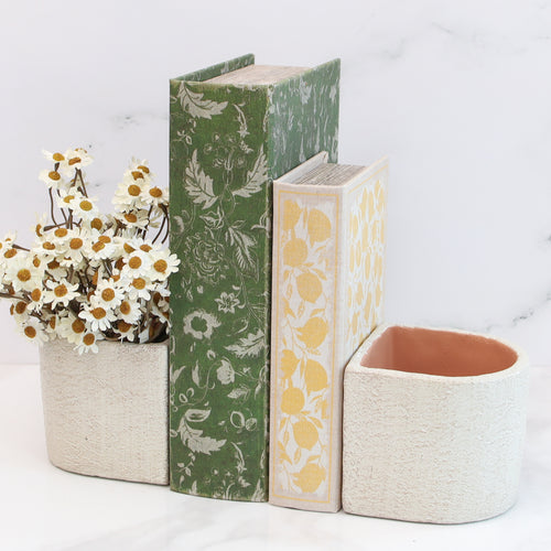 Concrete Book End Planter, Set of 2