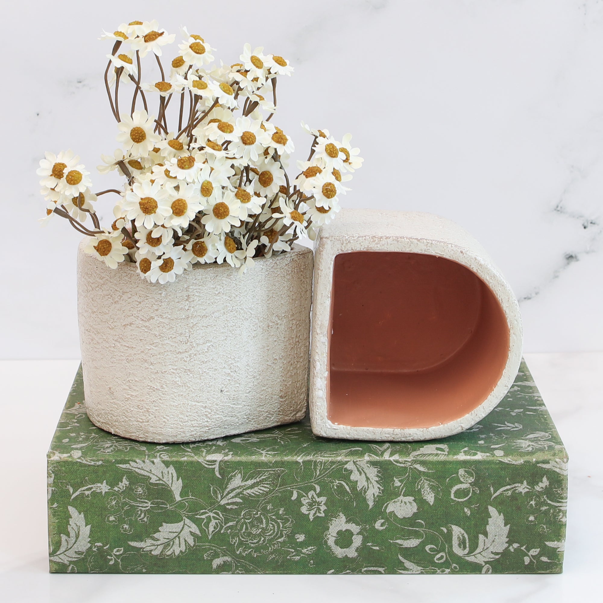 Concrete Book End Planter, Set of 2
