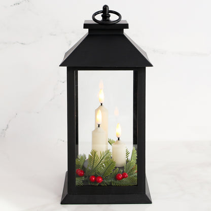 Antique Lantern with 3 Candles