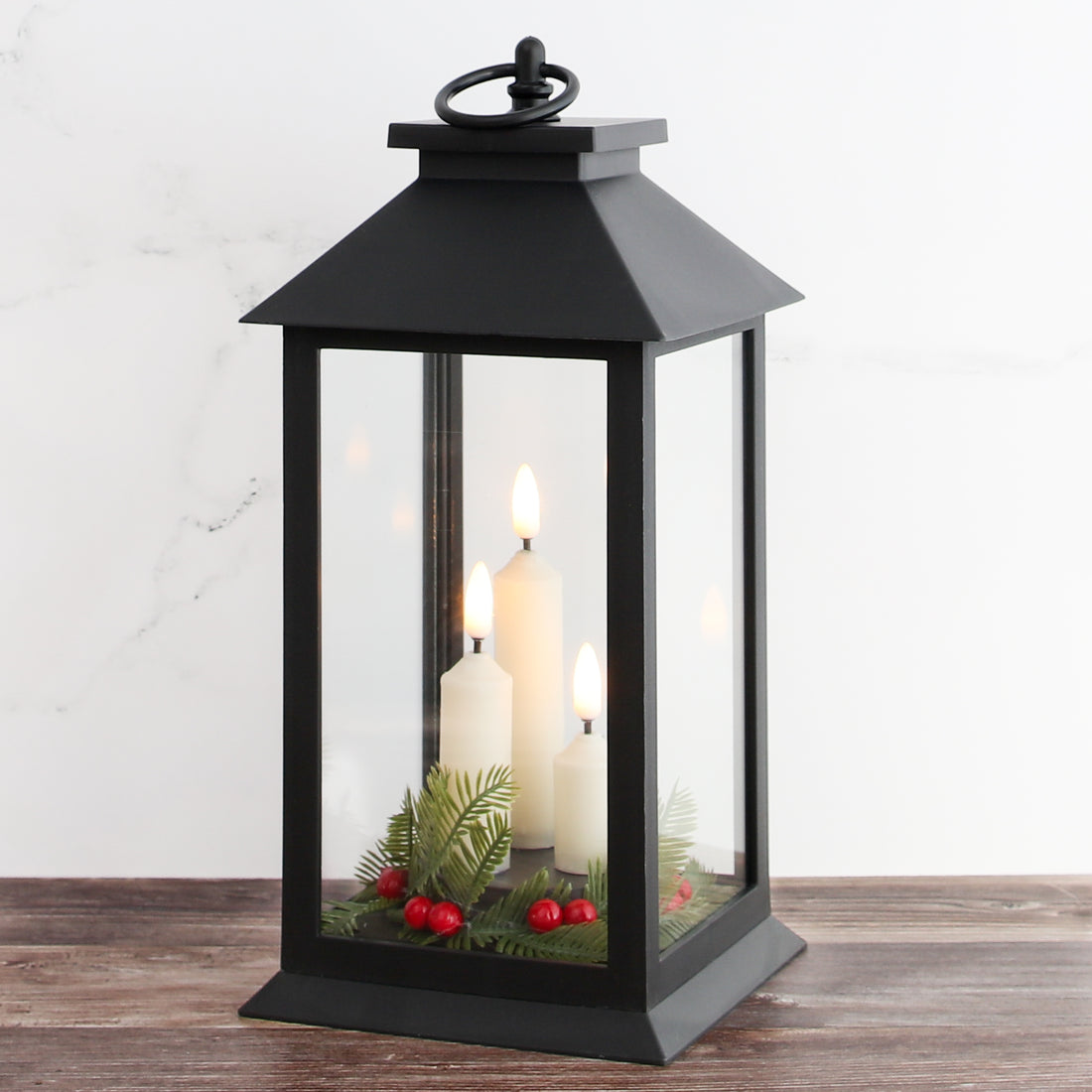 Antique Lantern with 3 Candles