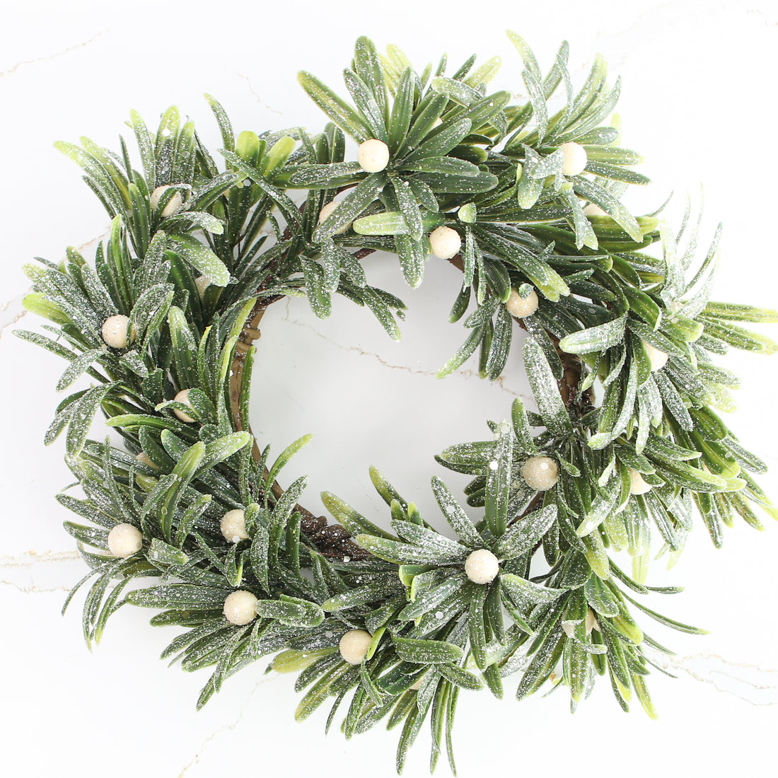 12&quot; Frosted Mistletoe Candle Ring