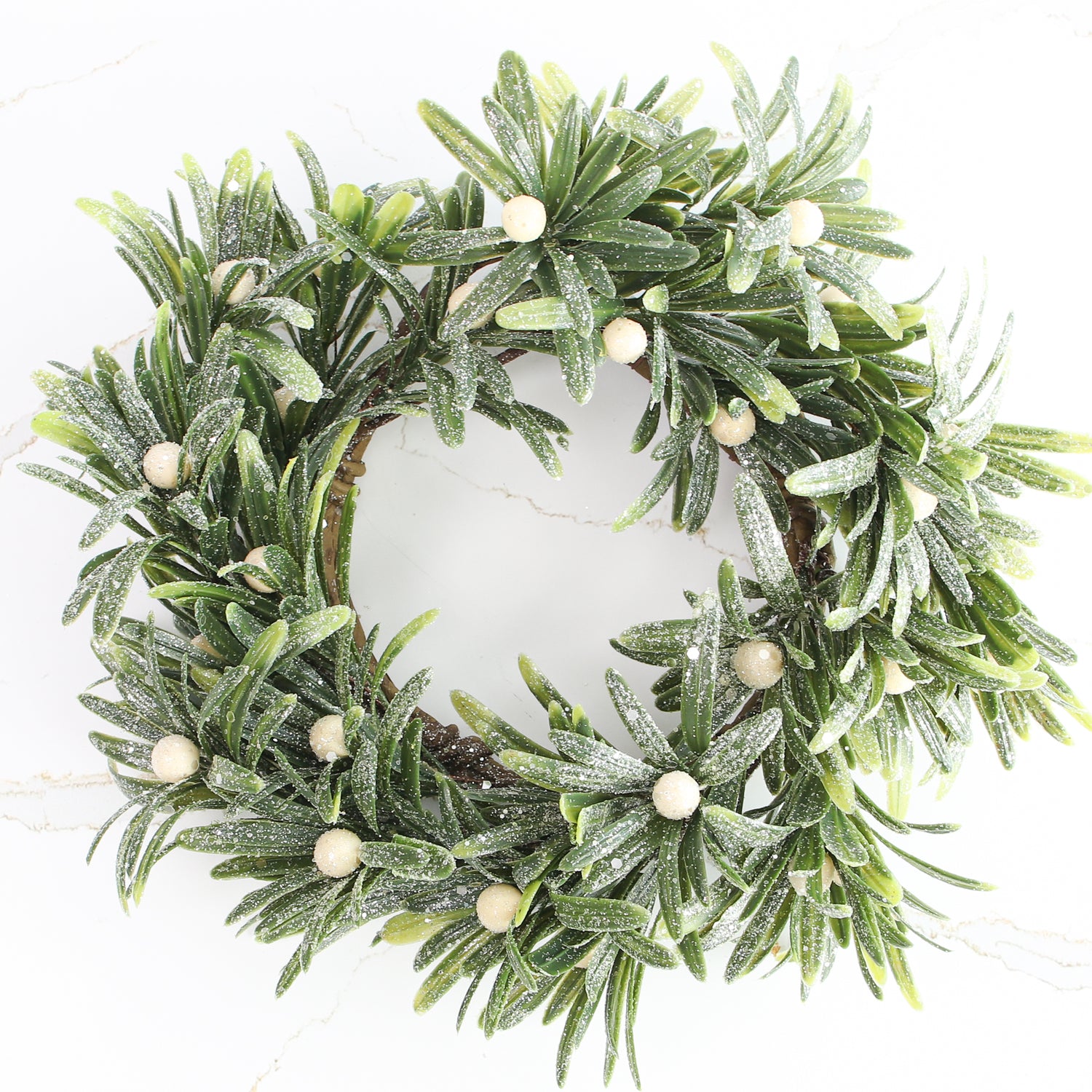 12&quot; Frosted Mistletoe Candle Ring