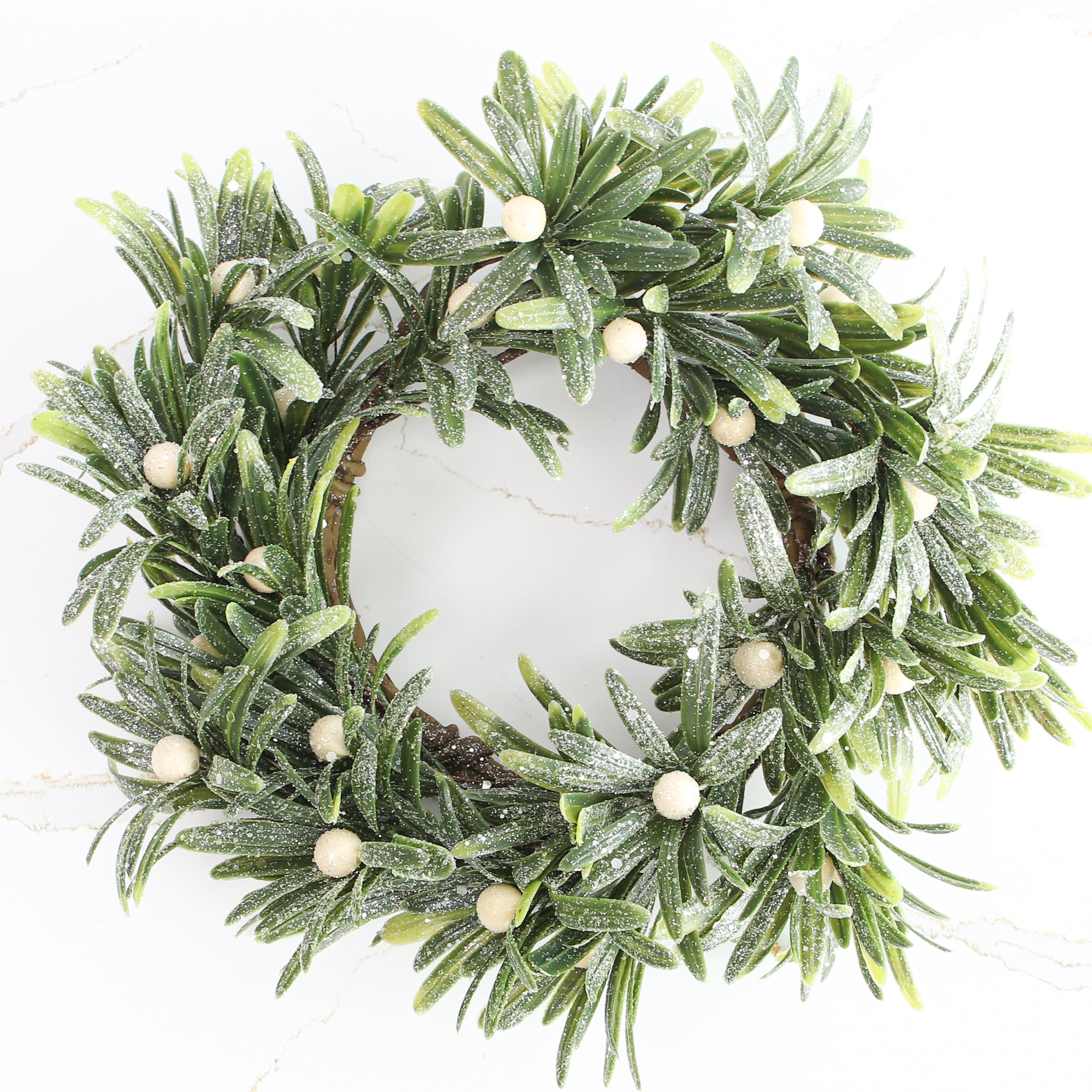 12&quot; Frosted Mistletoe Candle Ring