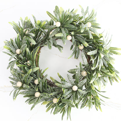 12&quot; Frosted Mistletoe Candle Ring