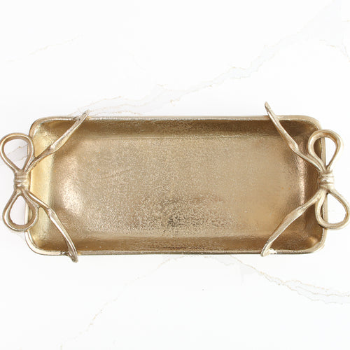 Gold Tray with Ribbon Handles - Interior Delights