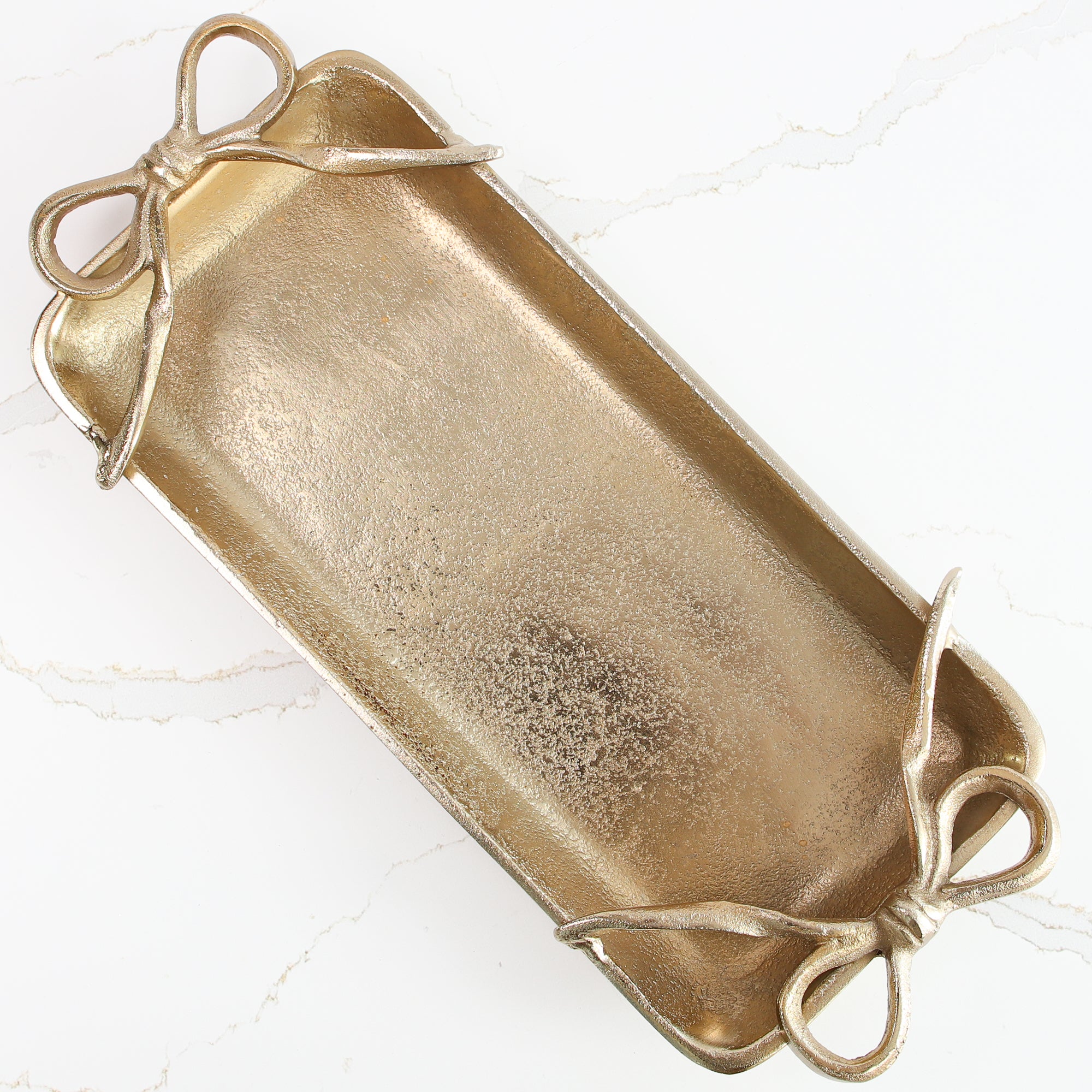 Gold Tray with Ribbon Handles