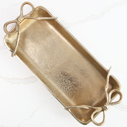 Gold Tray with Ribbon Handles