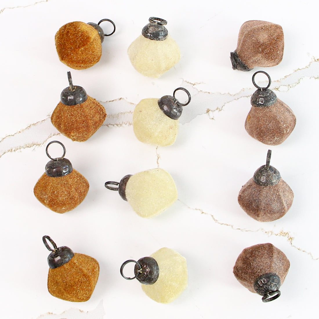 Flocked Recycled Glass Ornament Fillers- Set of 12
