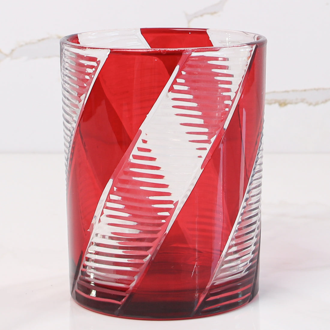 Candy Cane Striped Votive Candle Holders - Set of 2