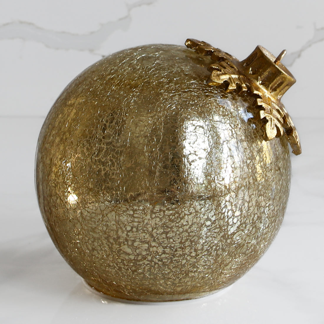 Light Up Glass Ornament with Flat Resting Base - Gold