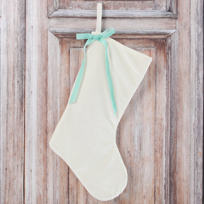 Cream Velvet Stocking with Bow, Set of 3