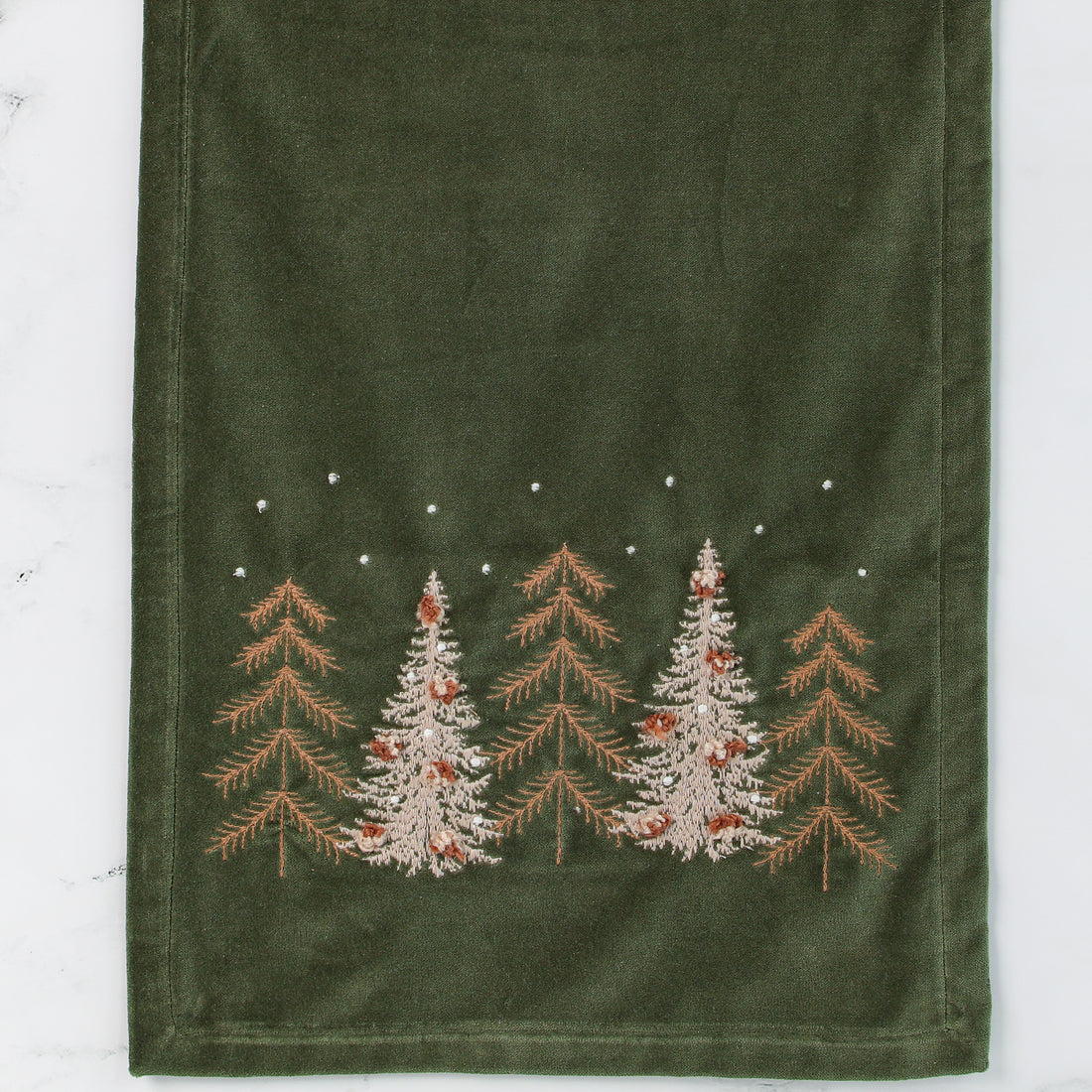 Green Velvet Pines Table Runner