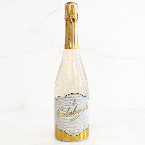 Lighted Champagne Bottle with Swirling Glitter