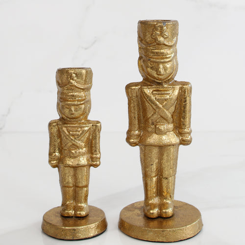 Gold Nutcracker Candlesticks- Set of 2