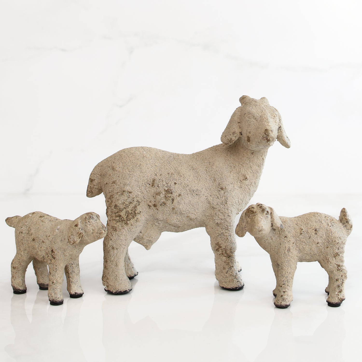White Resin Goat Family Set of 3