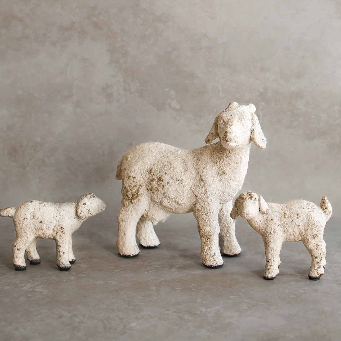 White Resin Goat Family Set of 3