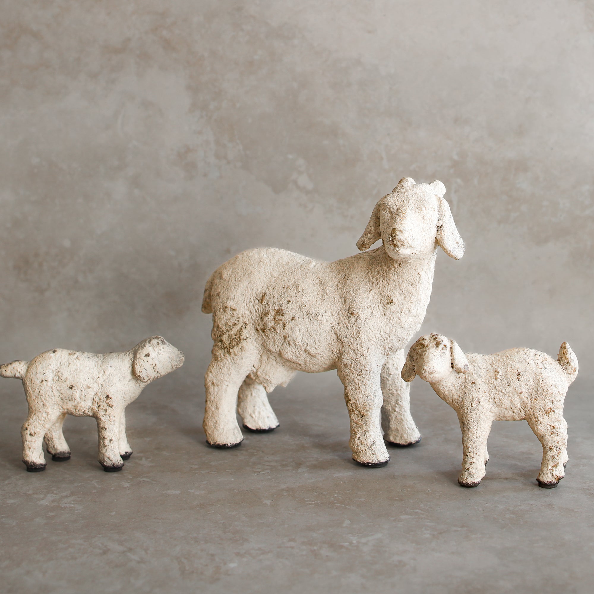 White Resin Goat Family Set of 3