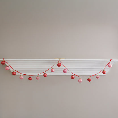 Red And Pink Mercury Glass Ornament Garland
