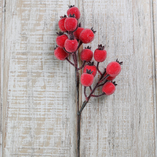 Red Icy Berry Spray Branch - Interior Delights