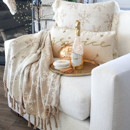 Snowflake Throw Blanket with Fringe