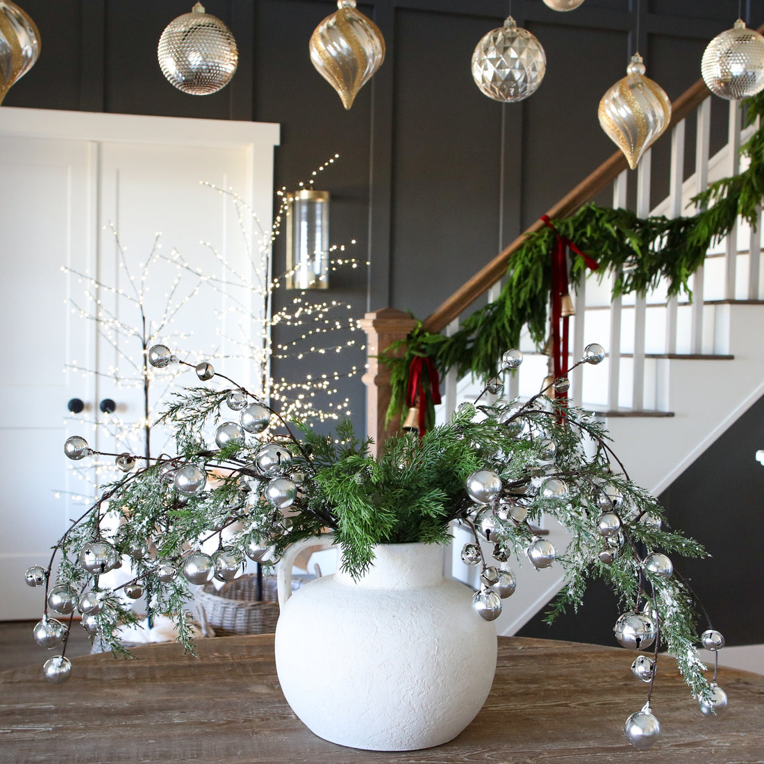 10” Luxe Heavy Textured White Handle Vase