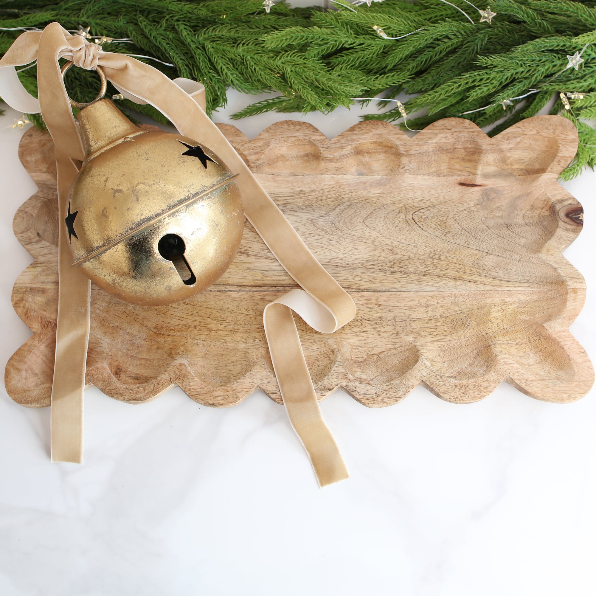 Vintage Golden Bell with Star Cutouts - Interior Delights