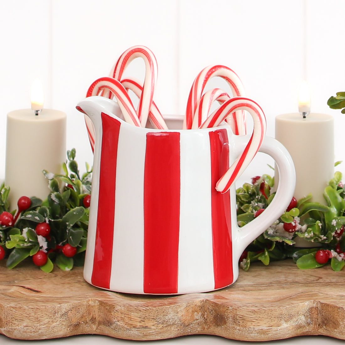 Little Red and White Stripe Pitcher