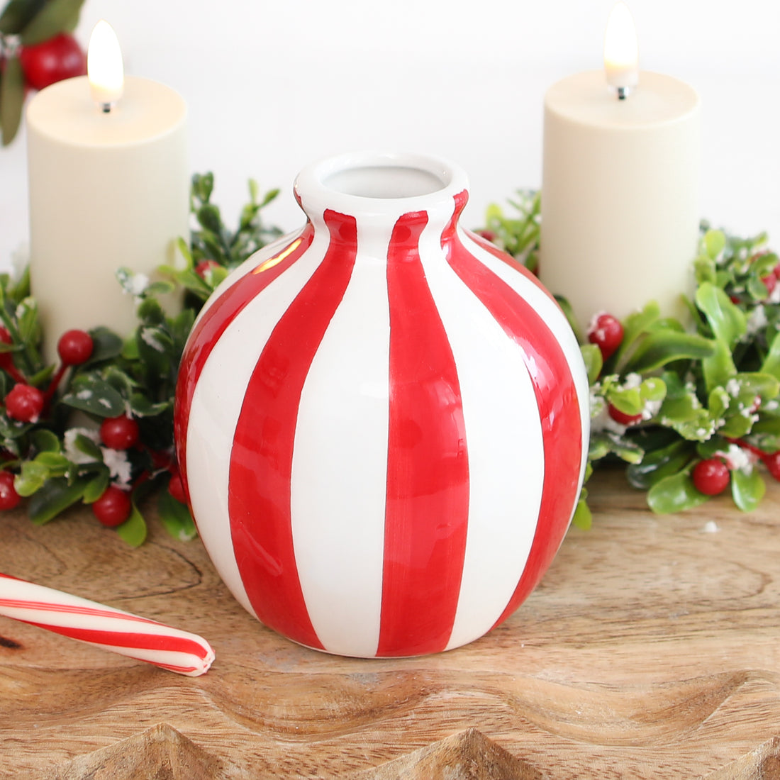 Red and White Stripe Vase