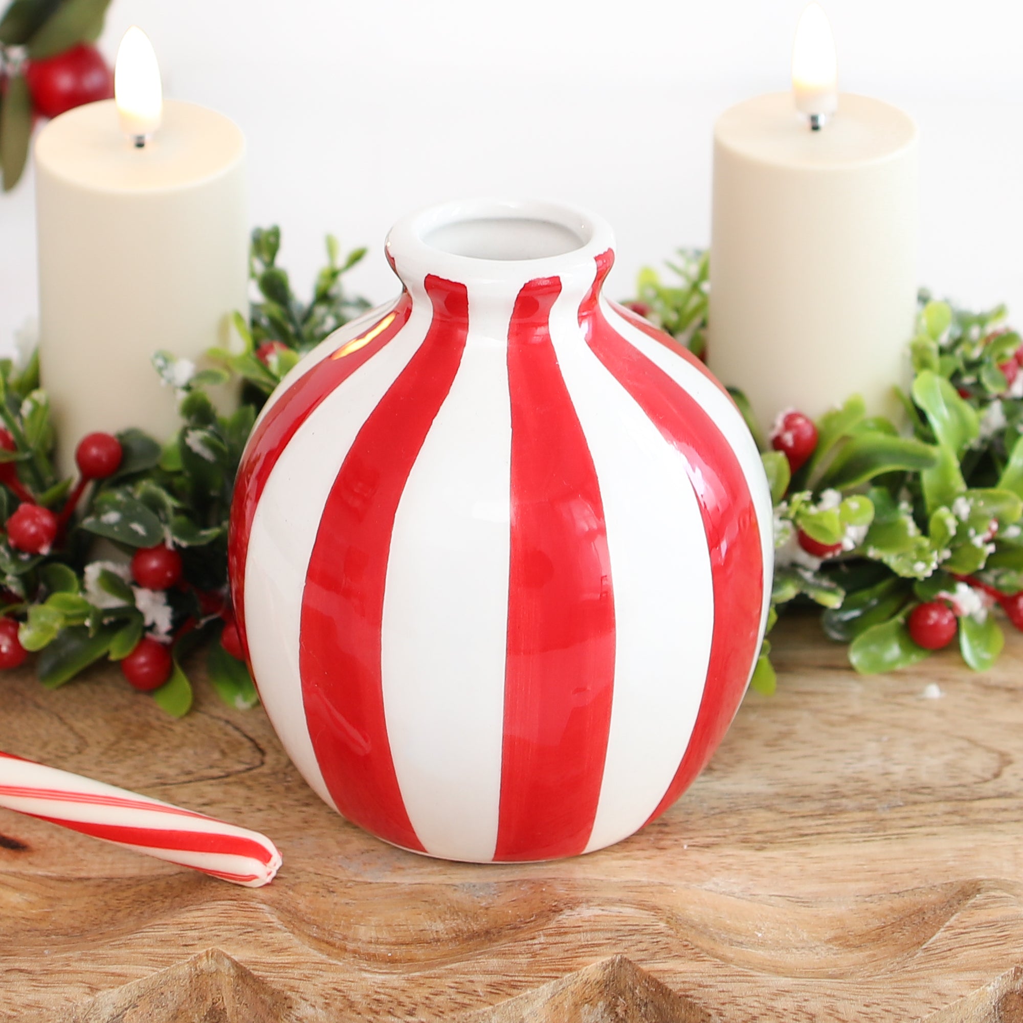 Red and White Stripe Vase