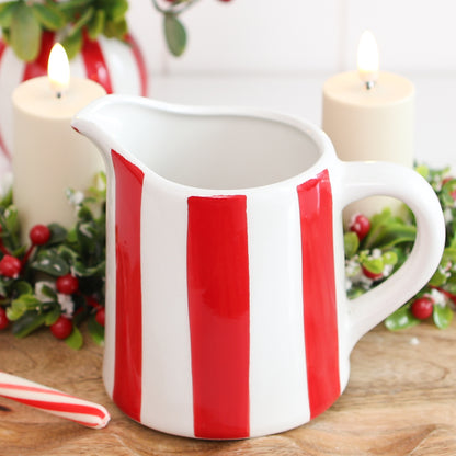 Little Red and White Stripe Pitcher