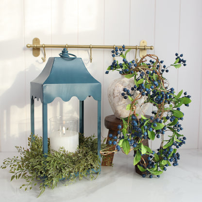 Blue Metal Lantern With Scallop Detail - Interior Delights