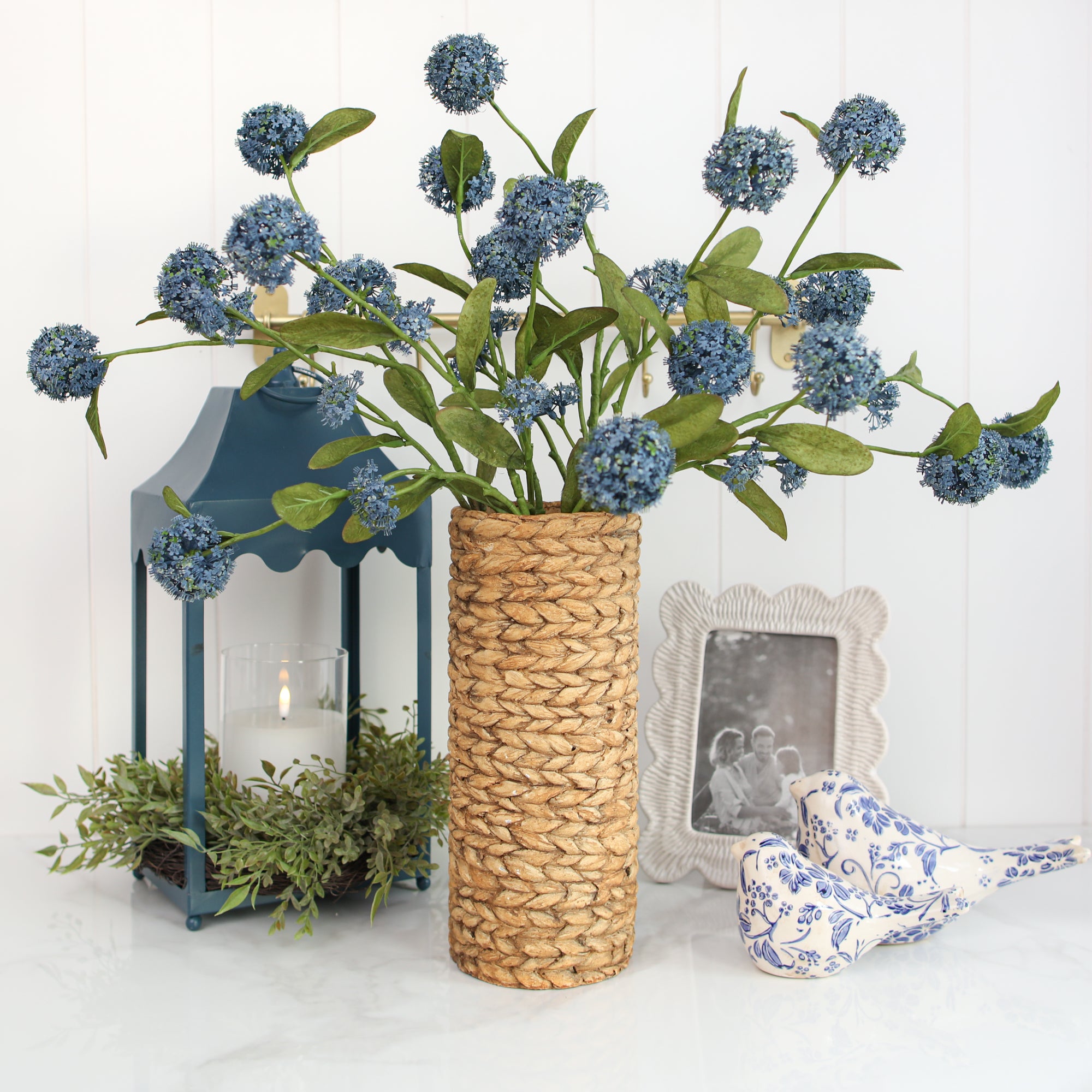 Ceramic Blue Floral Birds- Set of 2 – Interior Delights