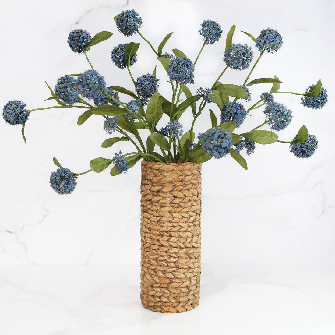 12.5" Tan Braided Pattern Cement Vase