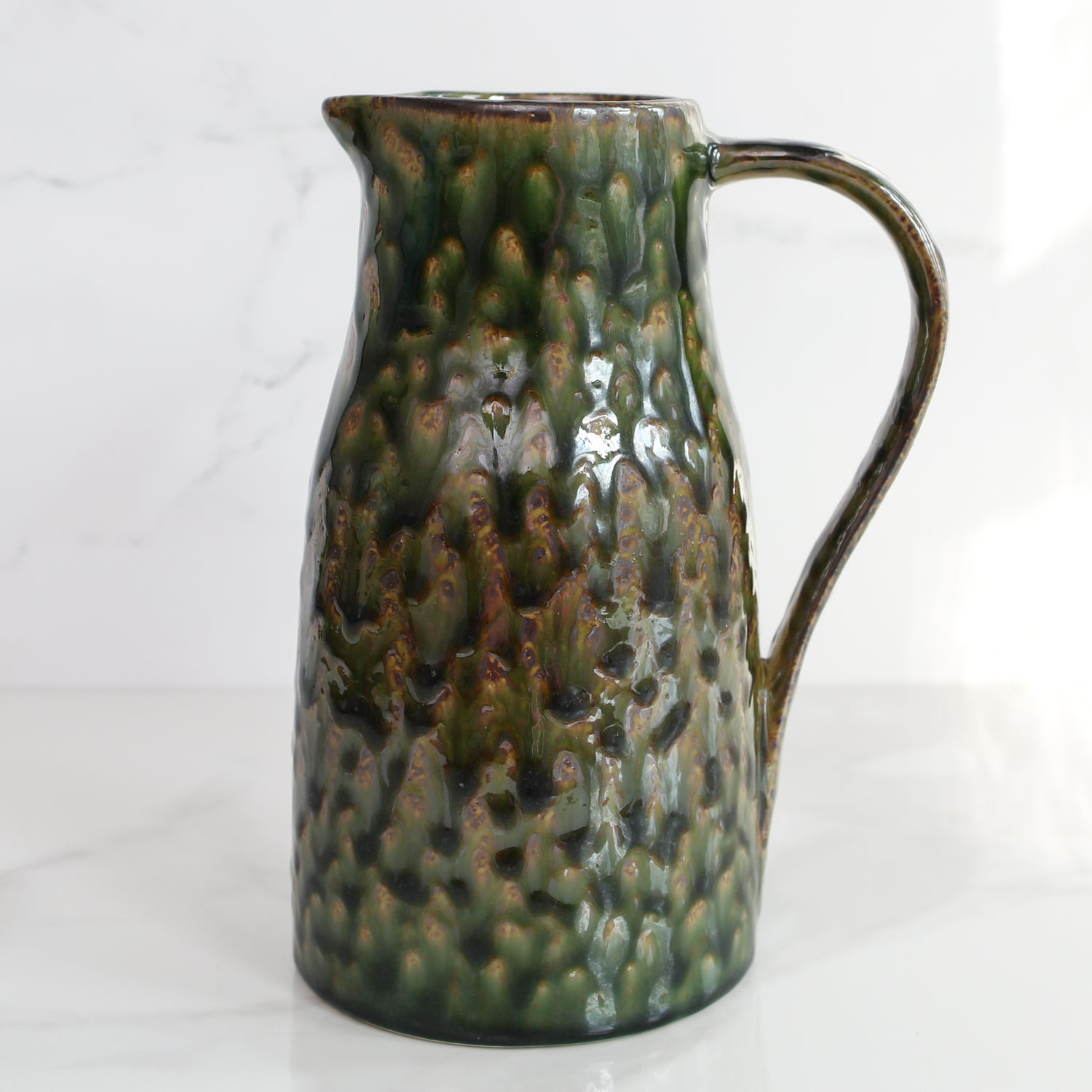 Stoneware Pitcher with Reactive Glaze