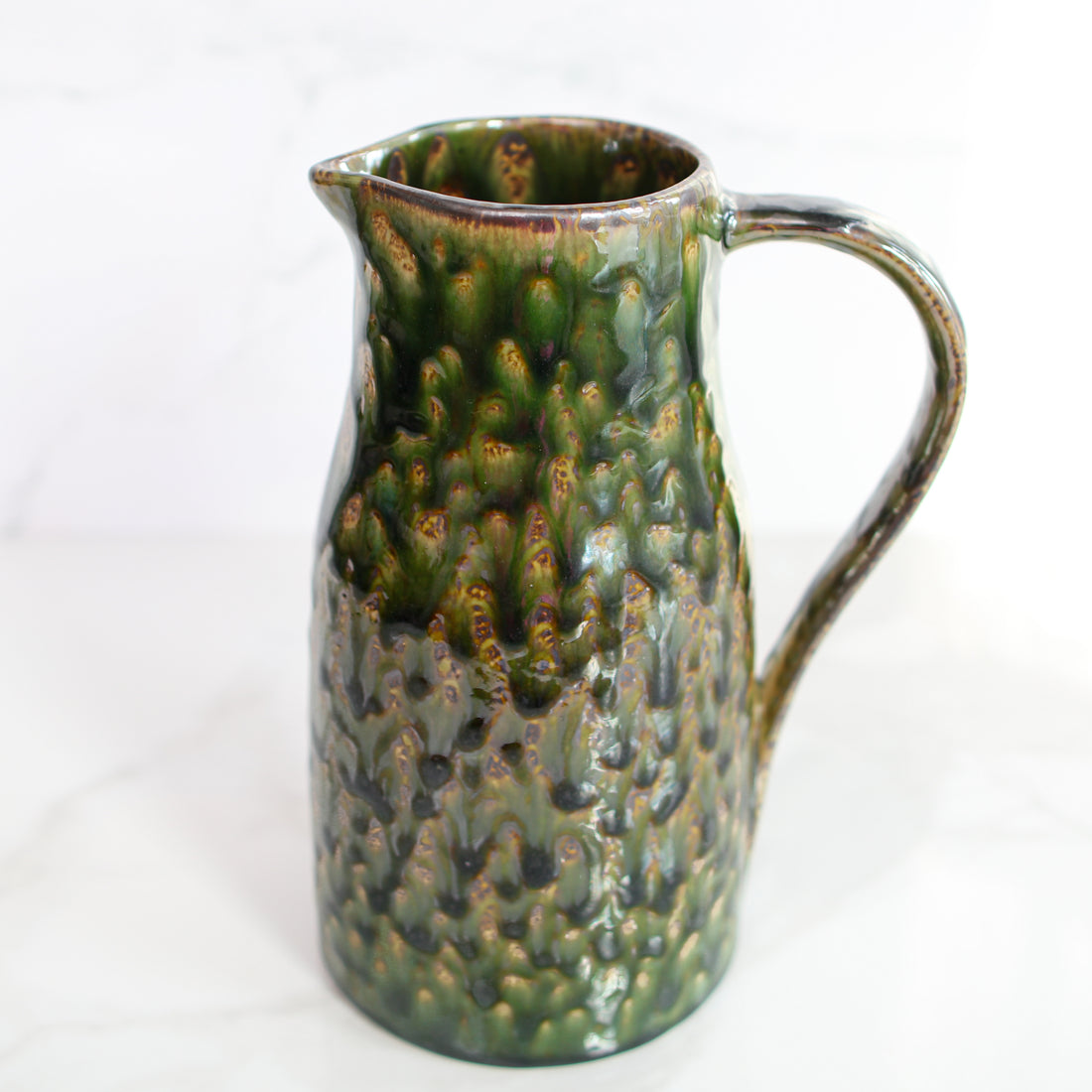 Stoneware Pitcher with Reactive Glaze