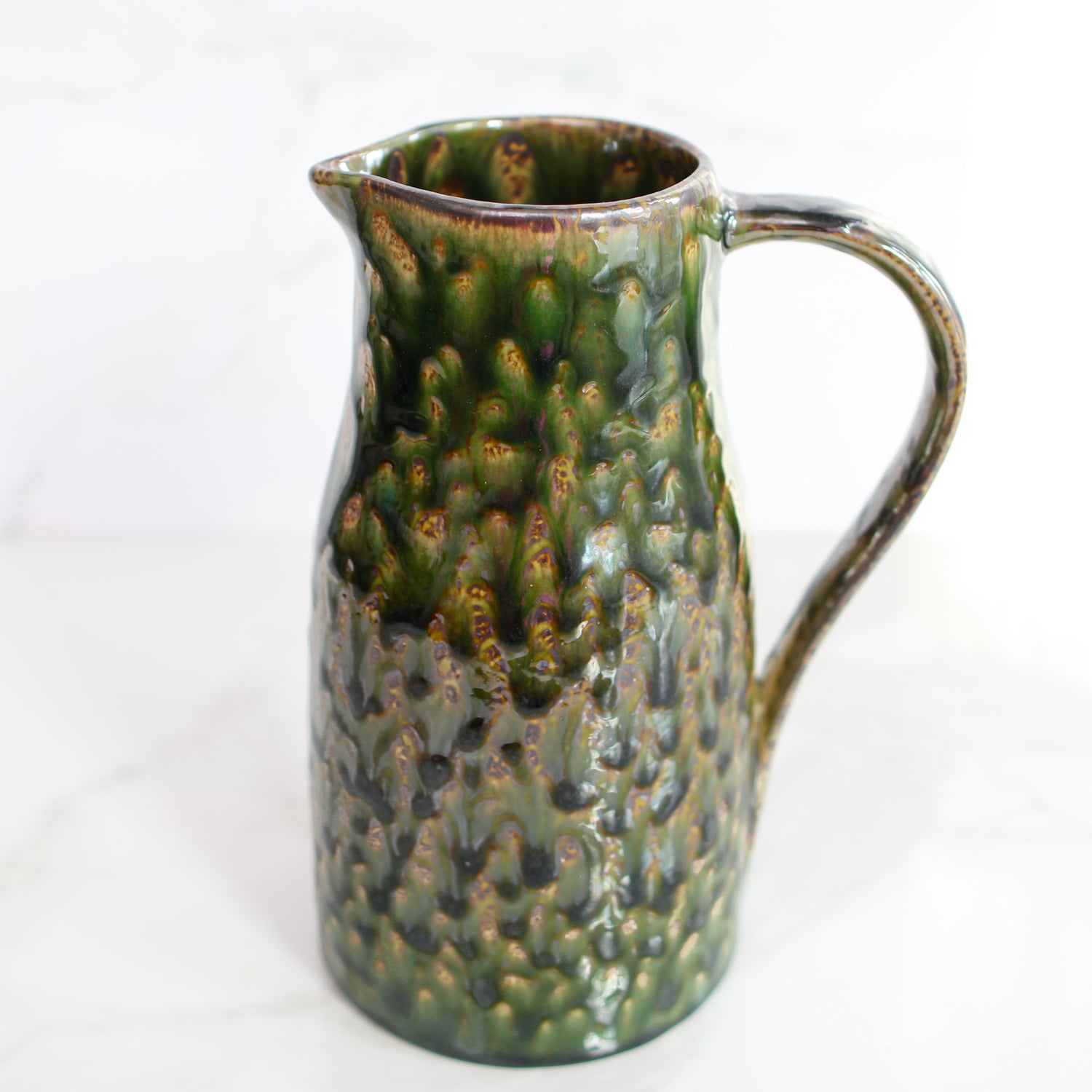 Stoneware Pitcher with Reactive Glaze