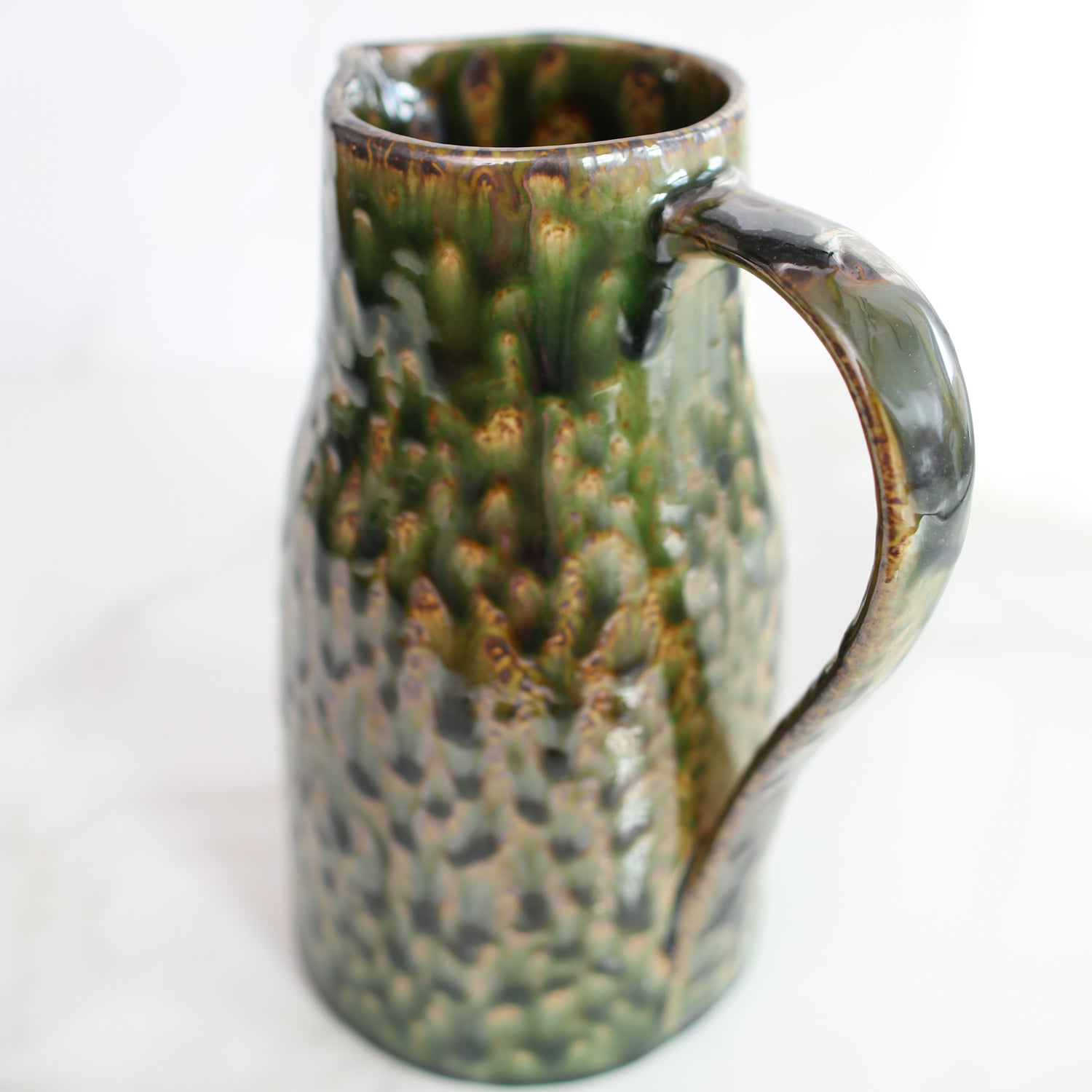 Stoneware Pitcher with Reactive Glaze