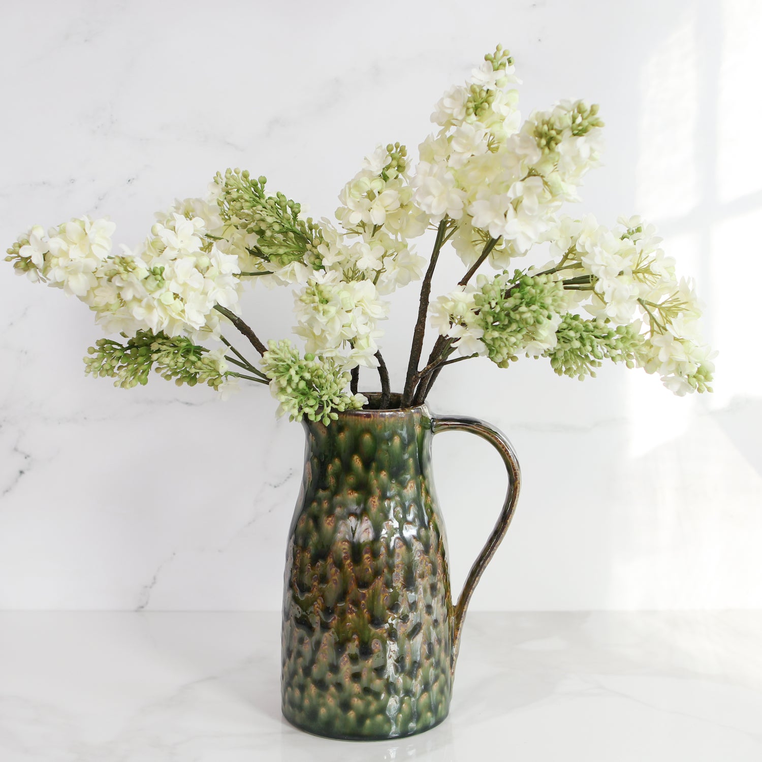 Stoneware Pitcher with Reactive Glaze