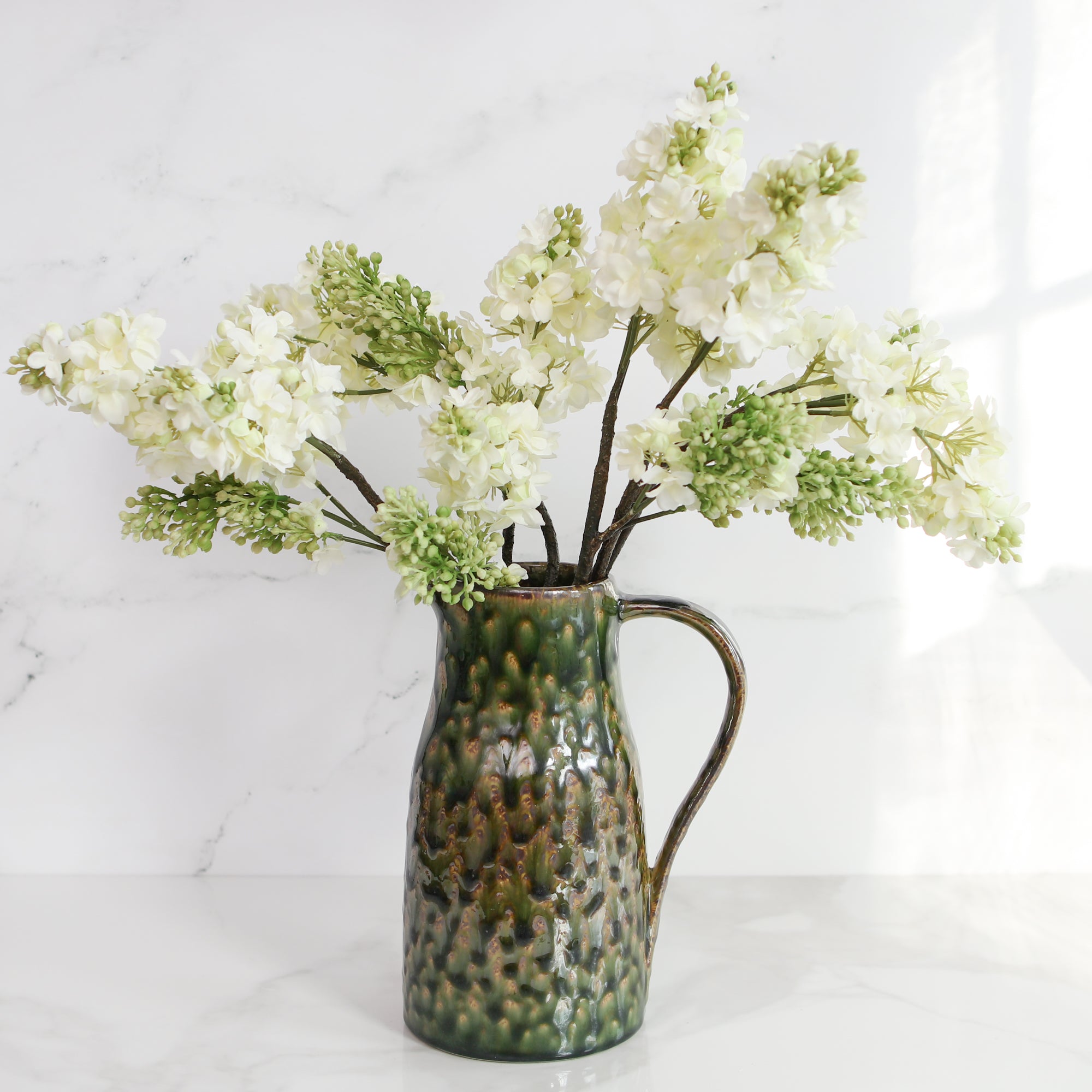 Stoneware Pitcher with Reactive Glaze