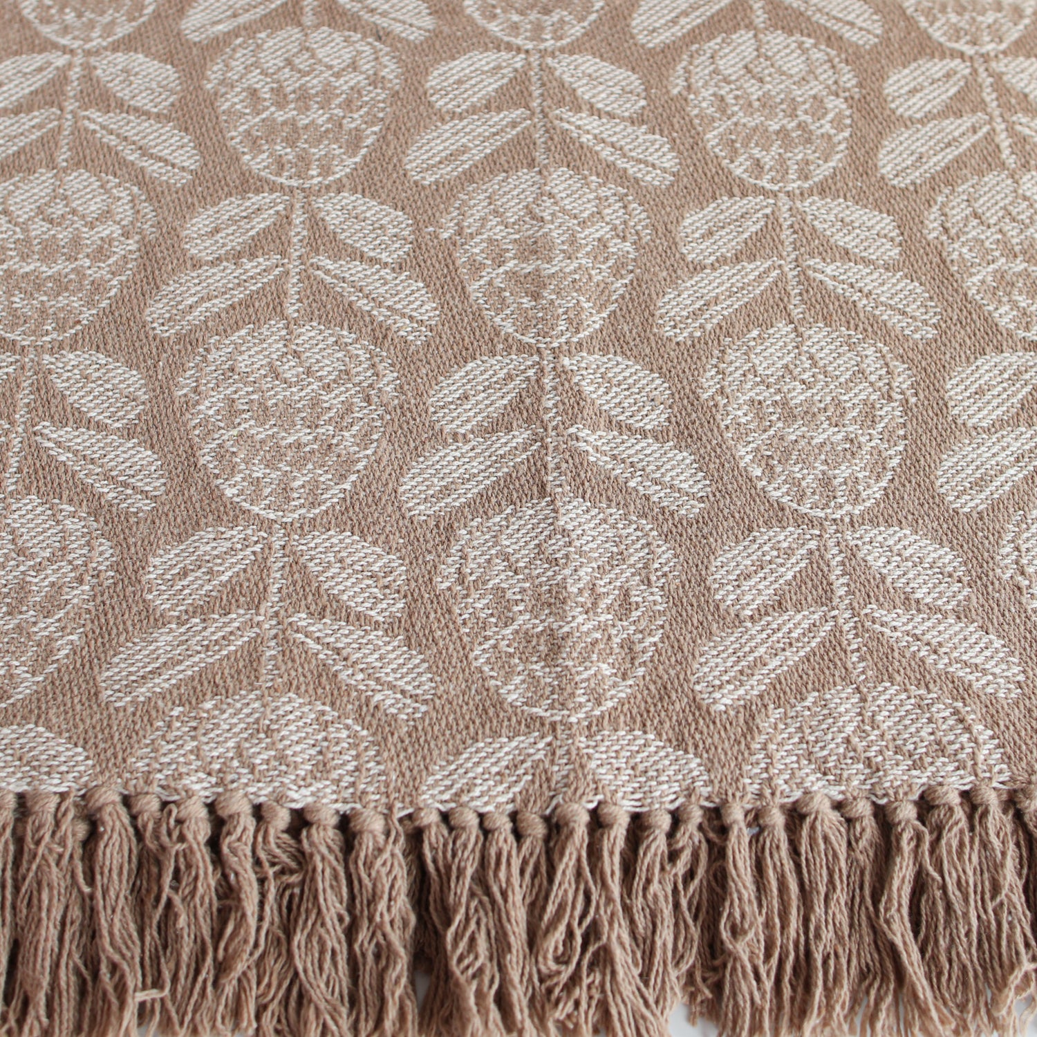 Neutral Floral Print Throw