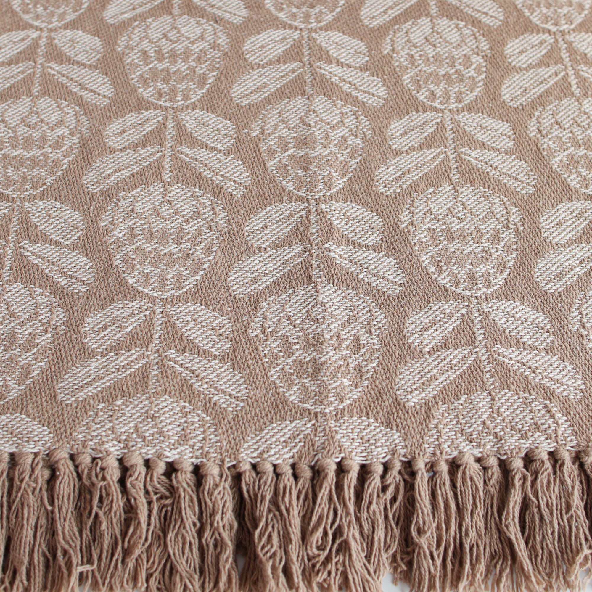 Neutral Floral Print Throw