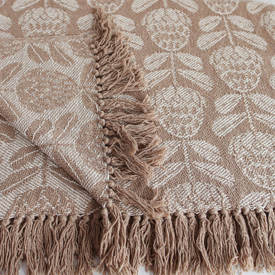 Neutral Floral Print Throw