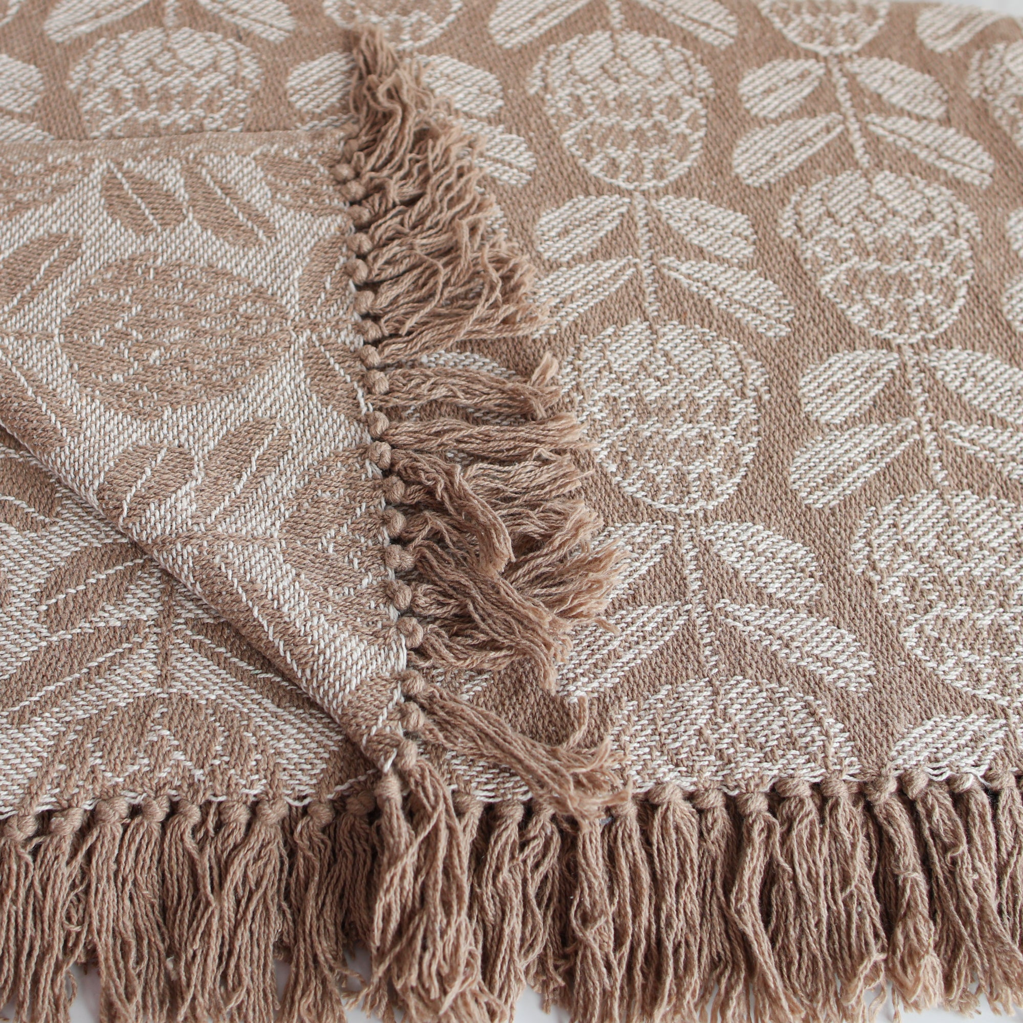 Neutral Floral Print Throw