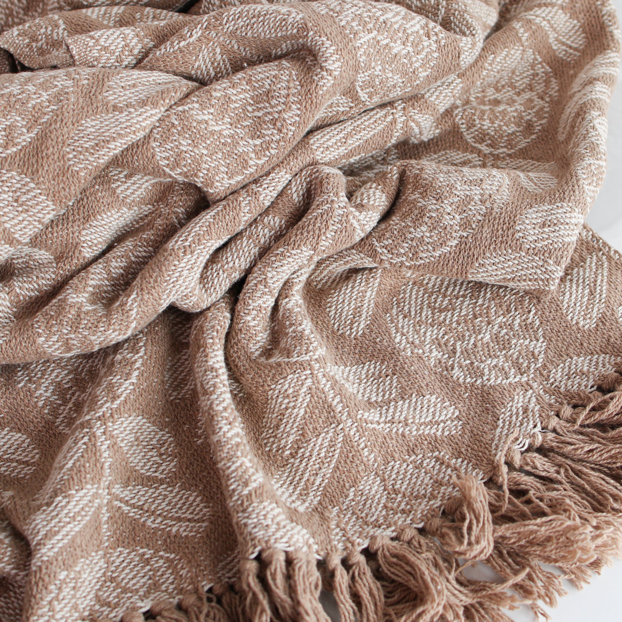 Neutral Floral Print Throw