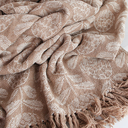 Neutral Floral Print Throw