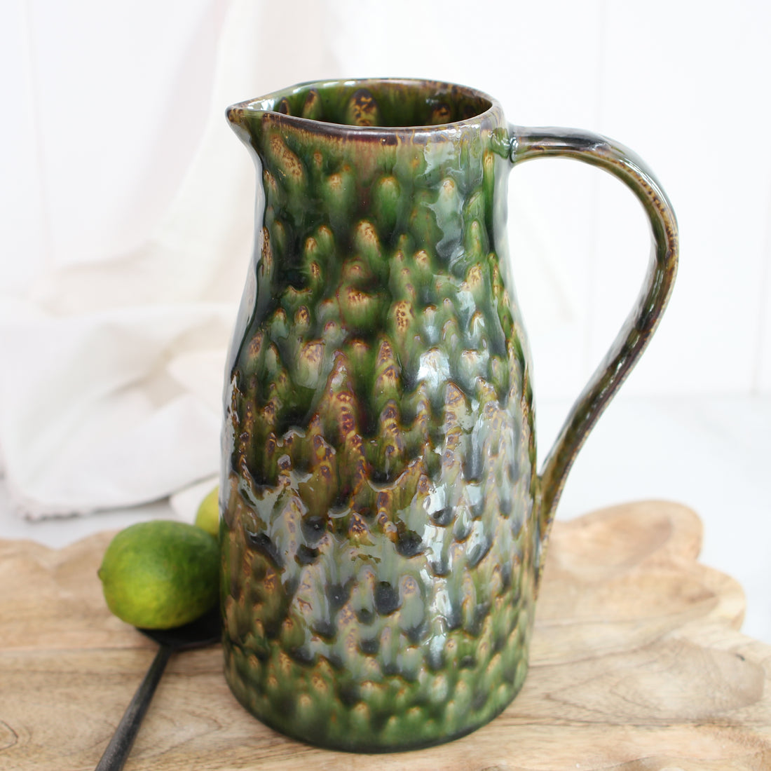 Stoneware Pitcher with Reactive Glaze