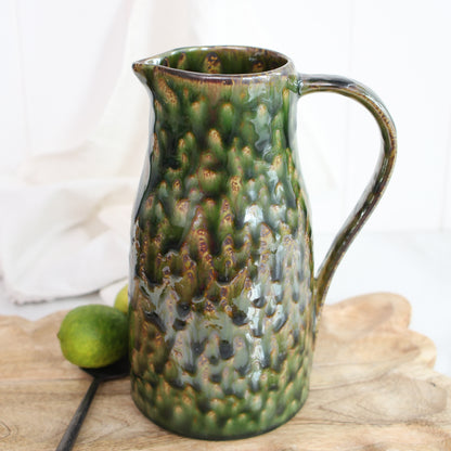 Stoneware Pitcher with Reactive Glaze