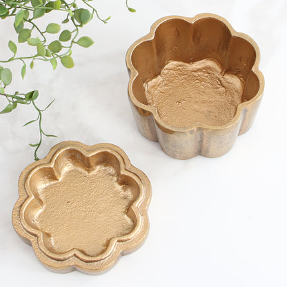 Scalloped Gold Box with Lid