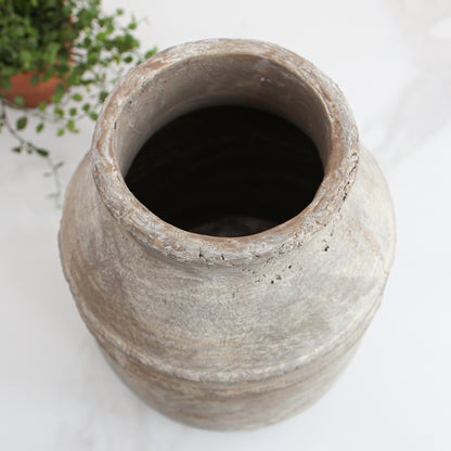 12" Antique Taupe Terracotta Jug Vase