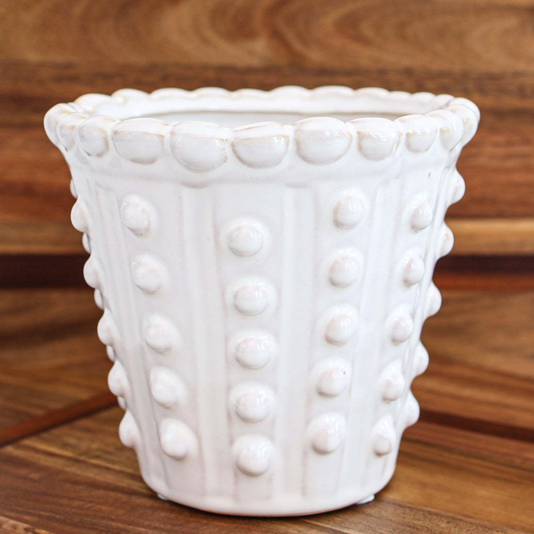 White Ceramic Dot Planter